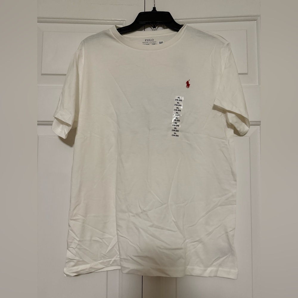 Polo by Ralph Lauren Men's Cream Tee with Red Logo
